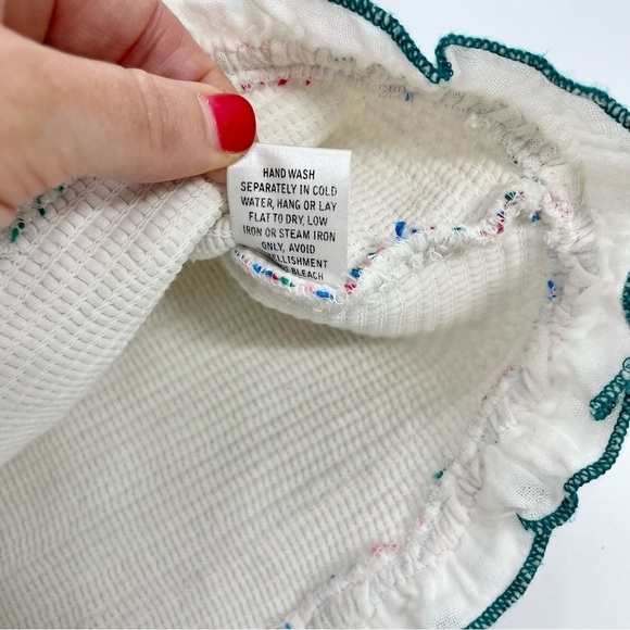 Chloe Oliver Cotton Cropped Smocked Ruffle Stripe Preppy Dreamy 90s Tank Top M - Picture 12 of 12